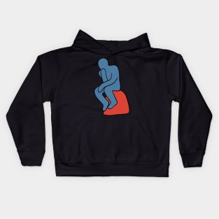 Rodin - The Thinker (cartoonish minimal version) Kids Hoodie